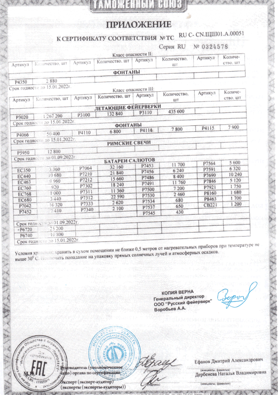 Сертификат соответствия № 0324578  - Кемерово | kemerovo.salutsklad.ru 