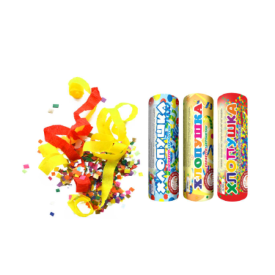 Набор ( 3конф.+3серп.) Набор хлопушек купить в Кемерово | kemerovo.salutsklad.ru